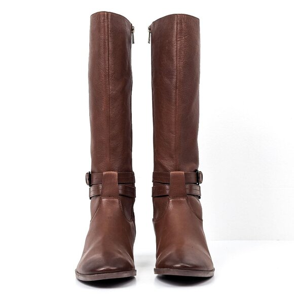 Naturalizer Women Rory Dark Brown Leather Wide Calf Riding Equestrian Boots 9.5 - Picture 2 of 7